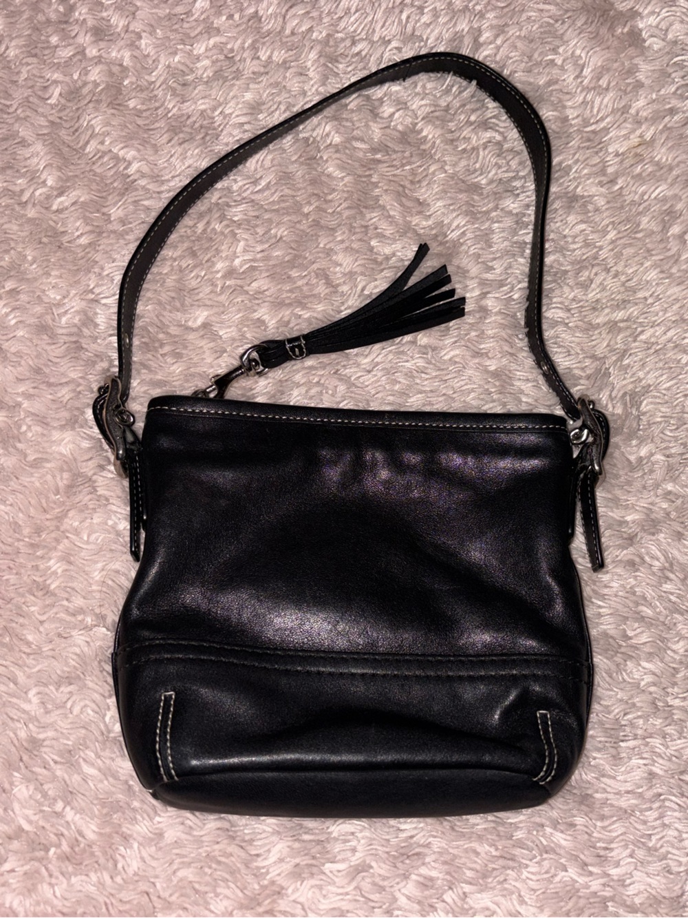 COACH SOHO Black Small 7” Leather Shoulder Bag VTG